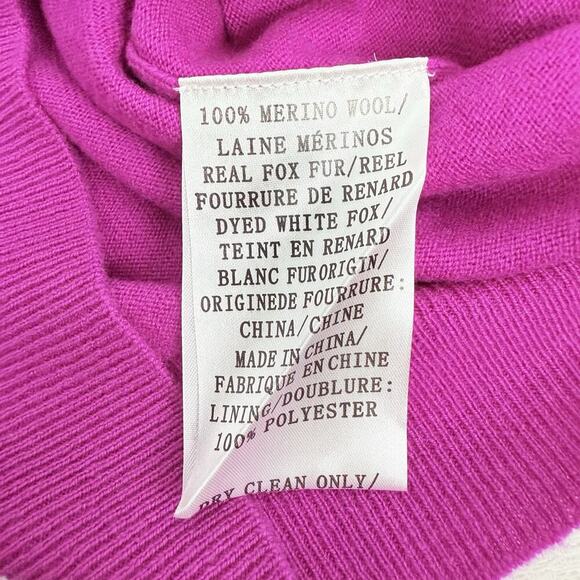 Milly Merino Wool Cardigan Sweater Women Medium Bright Pink Preppy V Neck Studs - Picture 7 of 12